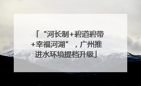 “河长制+碧道碧带+幸福河湖”，广州推进水环境提档升级