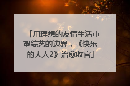 用理想的友情生活重塑综艺的边界，《快乐的大人2》治愈收官
