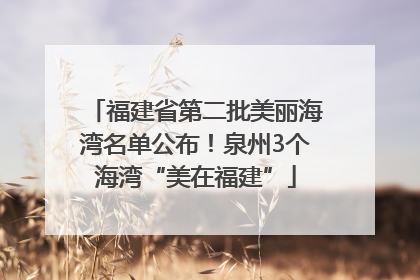 福建省第二批美丽海湾名单公布！泉州3个海湾“美在福建”