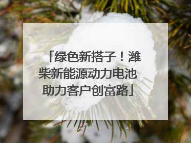 绿色新搭子！潍柴新能源动力电池助力客户创富路