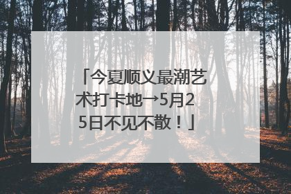 今夏顺义最潮艺术打卡地→5月25日不见不散！