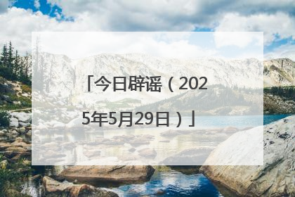 今日辟谣（2025年5月29日）