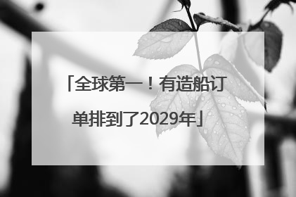全球第一！有造船订单排到了2029年