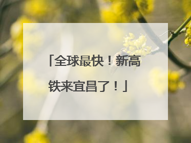 全球最快！新高铁来宜昌了！