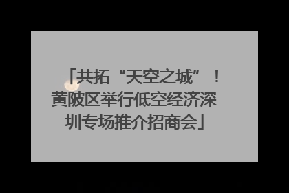 共拓“天空之城”！黄陂区举行低空经济深圳专场推介招商会