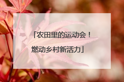 农田里的运动会！燃动乡村新活力