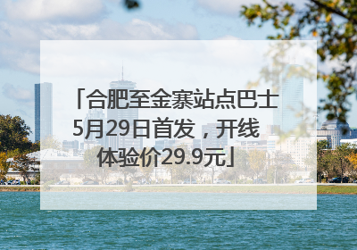 合肥至金寨站点巴士5月29日首发，开线体验价29.9元