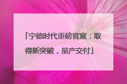 宁德时代重磅官宣：取得新突破，量产交付