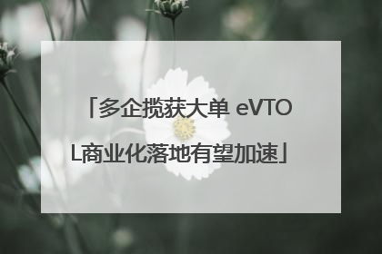 多企揽获大单 eVTOL商业化落地有望加速