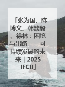 张为国、陈博文、韩歆毅、徐林：困境与出路——可持续发展的未来｜2025IFCII