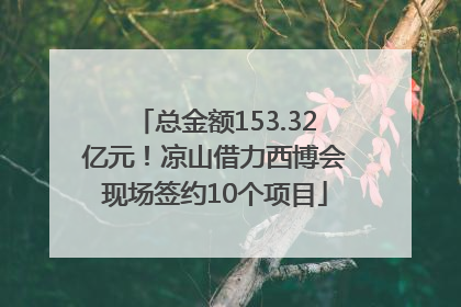 总金额153.32亿元！凉山借力西博会现场签约10个项目