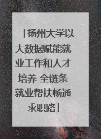 扬州大学以大数据赋能就业工作和人才培养 全链条就业帮扶畅通求职路