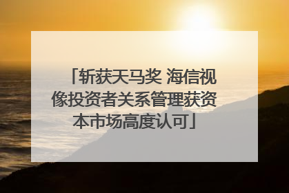 斩获天马奖 海信视像投资者关系管理获资本市场高度认可