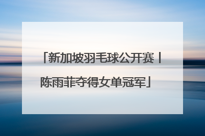 新加坡羽毛球公开赛丨陈雨菲夺得女单冠军