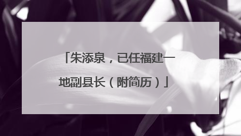 朱添泉，已任福建一地副县长（附简历）