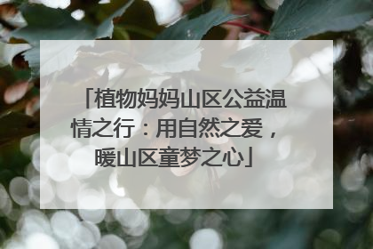 植物妈妈山区公益温情之行：用自然之爱，暖山区童梦之心