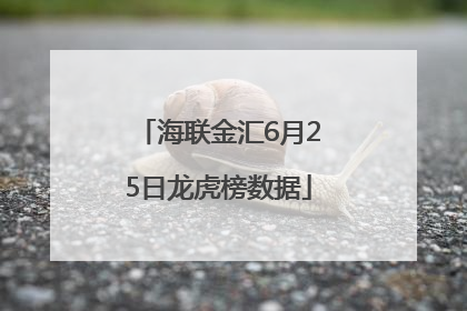 海联金汇6月25日龙虎榜数据
