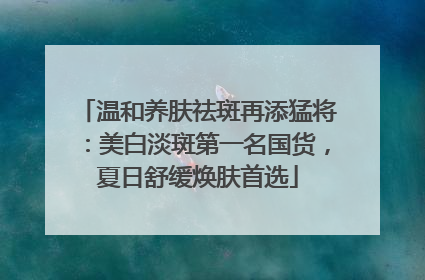 温和养肤祛斑再添猛将：美白淡斑第一名国货，夏日舒缓焕肤首选