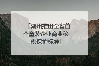 湖州推出全省首个童装企业商业秘密保护标准