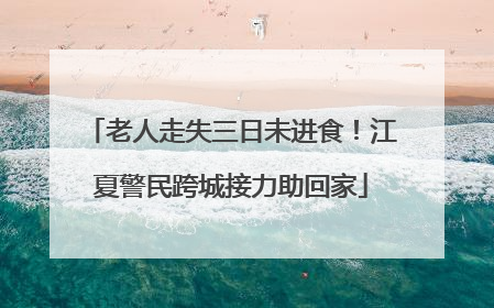 老人走失三日未进食！江夏警民跨城接力助回家