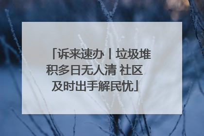 诉来速办丨垃圾堆积多日无人清 社区及时出手解民忧